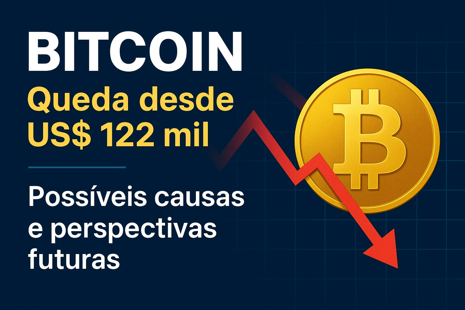 Bitcoin despenca após os US$ 122 mil: queda brusca assusta o mercado
